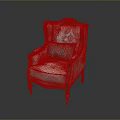 Elegant European Style Armchair With Golden Carvings Light Cushion And Turquoise Geometric Pillow