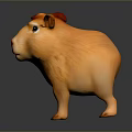 3D Animated Capybara Game Character With Orange Brown Fur Shiny Texture And Standing Pose