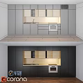 Elegant Modern Kitchen Interior With Light And Dark Cabinets Sink And Oven