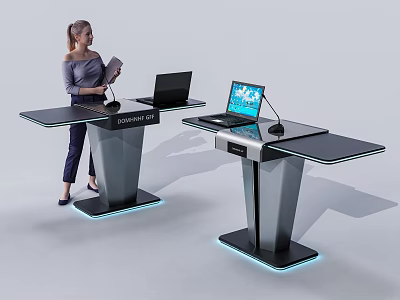 Modern Podium Design With Laptop And LED Light For Professional Presentations 3d model