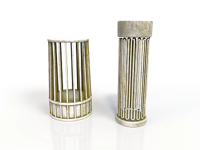 Two Cylindrical Metallic Filters With Striped Structure On White Background 3d model