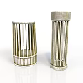 Two Cylindrical Metallic Filters With Striped Structure On White Background