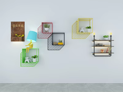 Industrial LOFT Wall Shelf Wall Cabinet 3d model Industrial LOFT Wall Shelf Wall Cabinet 3d model