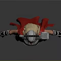 Female Thor Character In Purple Red Outfit With Red Cape Helmet And Floating Hammer