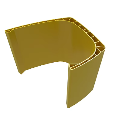 Yellow Curved Component With Grid Like Reinforced Edges And Hollow Design 3d model