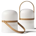 White Modern Sofa Stools With Wooden Handles And Straps Design 3d model