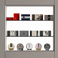 Modern Tea Wares Showcase with Glass Shelves Holding Tea Cakes and Various Designs