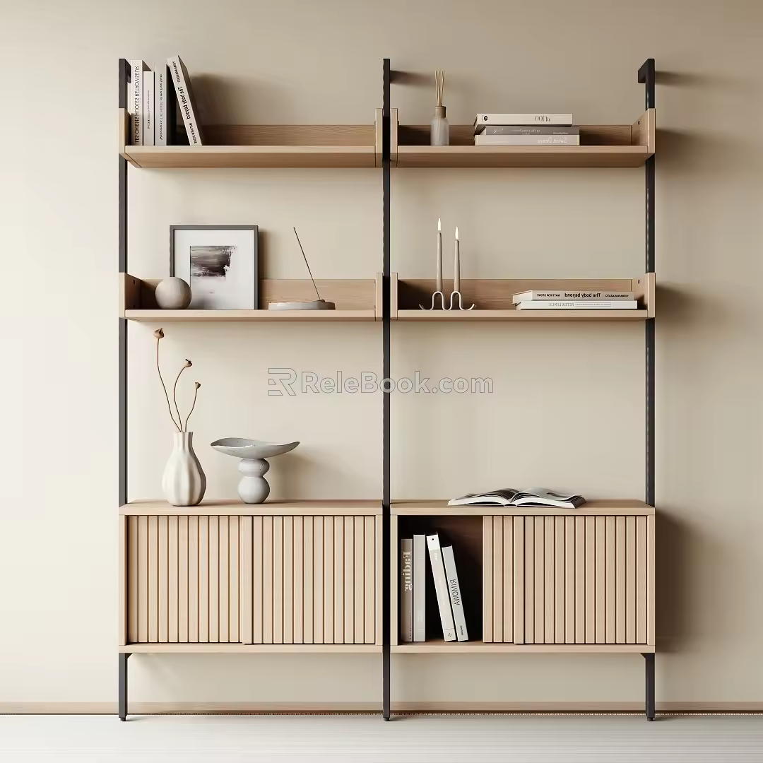 Silent Wind Bookshelf Wooden Bookshelf 3d model