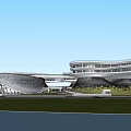 Aerial View Of Modern Architectural Complex With Irregular White Structures And Green Roofs