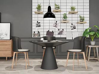 Nordic Table and Chair Combination Dining Table and Chair Combination 3d model