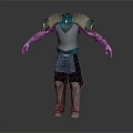 Silver Armor With Turquoise Accents Shoulder Plates Leg Guards Boots And Dark Pants
