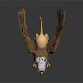 Fantasy Mythical Harpy Creature With Eagle Head Brown Feathers Human Torso Sharp Claws Outstretched Wings