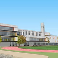 modern school building modern teaching building modern primary and secondary school 3d model