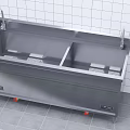 Cafeteria Stainless Steel Double Sink Setup With Tiled Wall And Floor Drain