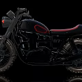 Black Classic Motorcycle With Red Seat Number 87 And Stylish Body Design