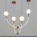 Stylish Modern Chandelier With Spherical Lamps And Glowing Curved Accents Design