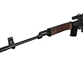 Classic Rifle With Wooden Stock Black Barrel Mounted Scope Ergonomic Grip And Magazine