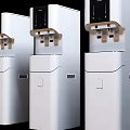 Three White Vertical Water Dispensers As Modern Household Electrical Appliances