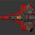 Detailed Futuristic Sci Fi Spaceship With Red And Gray Streamlined Structure And Wings 3d model