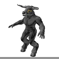 Minotaur Like Creature Character With Gray Skin Horns And Muscular Build