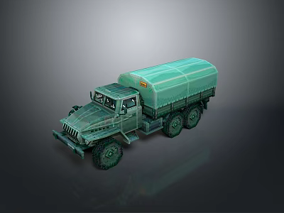 Green Military Tank With Turret And Tracks On Gray Background 3d model