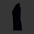 Dark Double Breasted Trench Coat With Belted Waist And Lapel Details