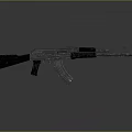 Metallic Assault Rifle With Wooden Stock And Gray Reflective Background