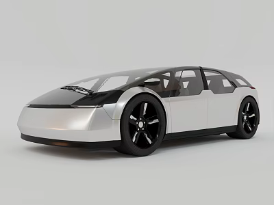 Futuristic Silver Car With Sleek Design Large Black Rims And Modern Windows 3d model