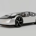 Futuristic Silver Car With Sleek Design Large Black Rims And Modern Windows