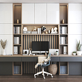 Modern desk and chair bookcase desk and chair combination 3d model