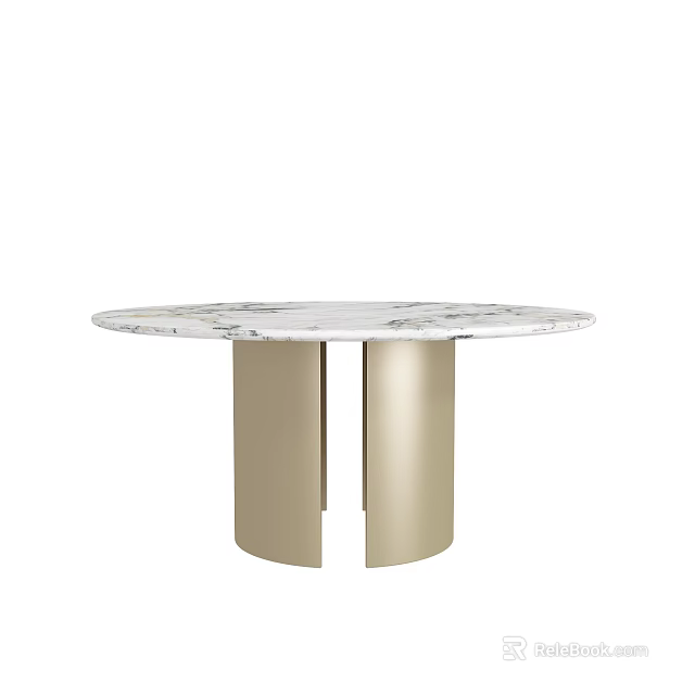 Modern Round Coffee Table With White Marble Top And Gold Base Design 3d model