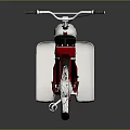 Classic Red And White Scooter With Black Seat Shiny Metal Against Black Backdrop Retro Design