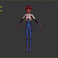 3D Character Creature Design In Blue Bodysuit With Short Hair And Chest Emblem