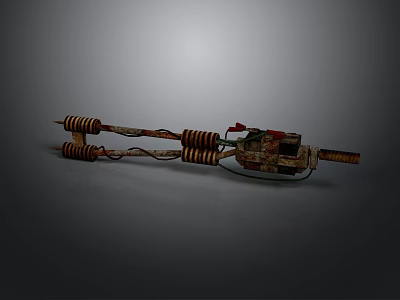 Rusty Metal Industrial Equipment With Coiled Springs Red Component And Mechanical Structure 3d model