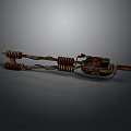 Rusty Metal Industrial Equipment With Coiled Springs Red Component And Mechanical Structure