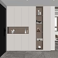 Modern Wall Mounted Shoe Cabinet With Open Shelves Decorative Items And Storage Space