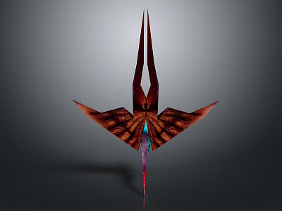 Red Origami Crane With Spread Wings And Detailed Intricate Texture Metallic Shine Artistic Sculpture 3d model