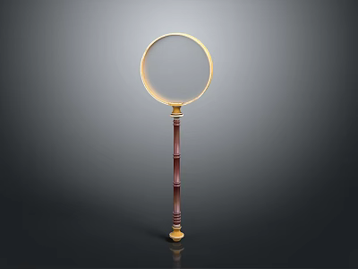 Vintage Magnifying Glass With Round Glass Lens And Red Gold Striped Handle 3d model