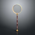 Vintage Magnifying Glass With Round Glass Lens And Red Gold Striped Handle