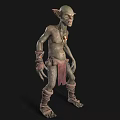 Green Skinned Goblin Game Movie Character With Pointed Ears Tattered Clothing And Ornamental Necklace