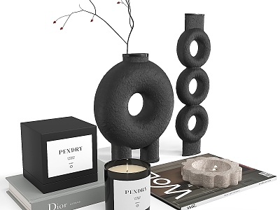 Modern Jewelry Ornaments Combination Vase Dongshi Magazine Book Candle 3d model