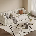 Modern Living Room Sofa and Coffee Table Set with Cushions Throw Blanket and Area Rug