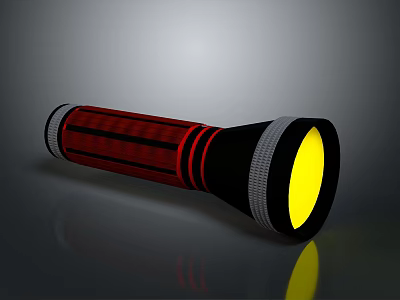 Red and Black Flashlight with Textured Grip and Bright Yellow Light for Daily Use 3d model