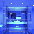 Modern Bathroom Interior Design With Glass Partition Marble Vanity And Large Mirror