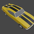 Yellow Classic Sports Car With Black Stripes And Two Door Design