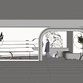 Modern Fashion Store Interior With Neon Lighting Arched Entrance And Shoe Displays