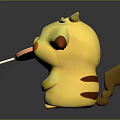 Cute Yellow Cartoon Doll With Red Ears Blush Cheeks Holding Lollipop