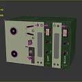 Green And Beige Industrial Equipment With Control Panel Knobs Ports And Buttons