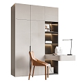 Modern desk chair wardrobe corner desk combination 3d model