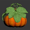 Pumpkin Shaped Commercial Display Equipment With Green Leaves And Red Fruit